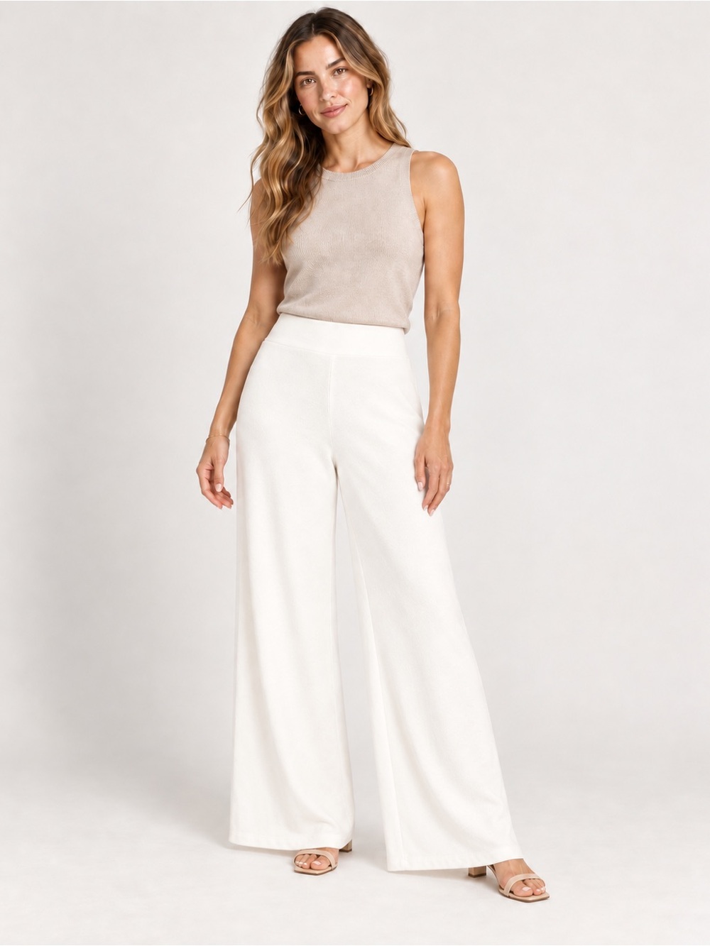 Truth by Republic Women’s White Wide Leg Pull On Pants Stretch Minimalist